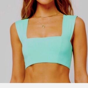L*Space Parker Teal Green Swim Top‎ – Women’s M NWOT